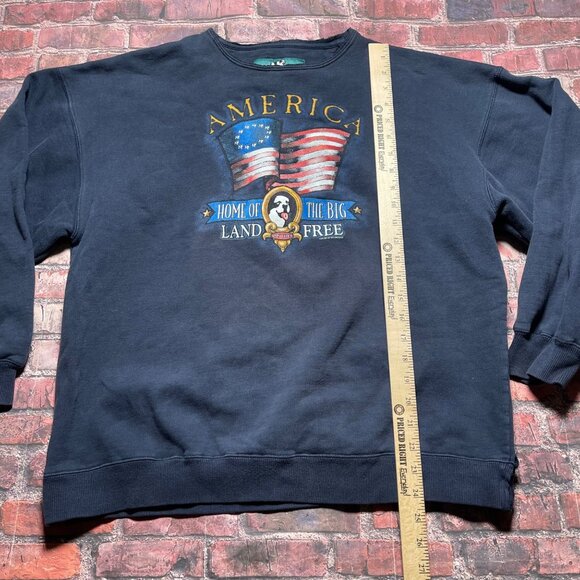 Vintage Y2K 2001 Big Dogs America Crewneck Sweatshirt USA Sz Medium Navy Blue - Picture 5 of 7